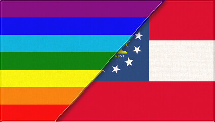 Flags of LGBT and Georgia. LGBT and Georgia official flags
