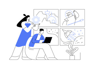 Game storyboarding isolated cartoon vector illustrations.