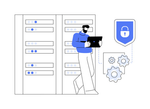 Datacenter security isolated cartoon vector illustrations.