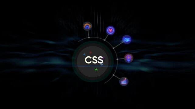 CS logo with abstract dark background and glowing lines Cascading Style Sheets styling