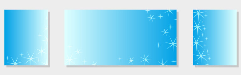 Frosty Blue Gradient Backgrounds with Stars — Winter Sparkle Vector Set