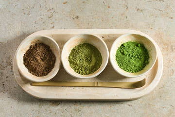 Matcha Tea Powders. Ceremonial, Premium, Hojicha powder