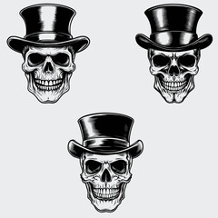 Skull With Top Hat SVG Bundle, Skull Head SVG, Hat SVG, Human Skull SVG, Skeleton SVG, Silhouette, Vector, Cutting File, Cricut, T-shirt, Death