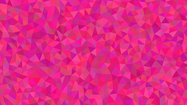 Abstract low poly geometric triangle mosaic background texture with a vibrant fuchsia, magenta, and hot pink color palette creating a modern digital backdrop design.