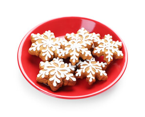 Tasty gingerbread cookies isolated on white. Christmas treat