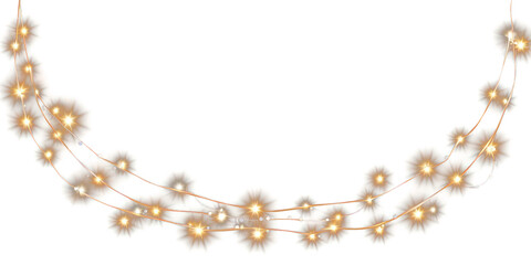 Obraz premium PNG Gold glowing light string lights lighting festive.