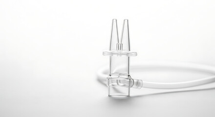 Fototapeta premium Close up of a clear glass nasal cannula with tubing on a white background in a studio setting ai generated