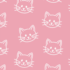 cat fabric seamless vector pattern white cat faces for kids decor
