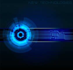 New digital technology background with glowing blue lines