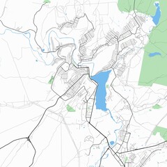 Map of the city of Zlatoust, Chelyabinsk Oblast, Russia.