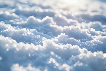 Close-up of sparkling snow under sunlight