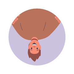 Comic teenage boy upside down