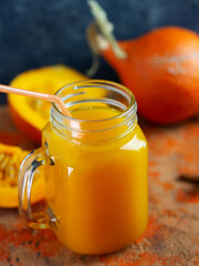 Pumpkin juice in a mason jar