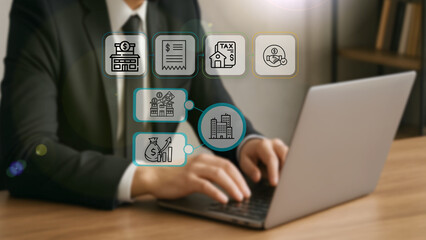 businessman working on laptop