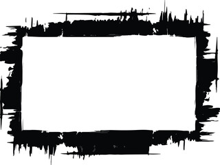 Abstract black rectangular frame border grunge distressed texture brush ink blot stain smear
