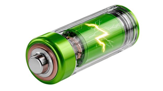 Power Cell Essence: A vibrant close-up captures a cylindrical power cell, its core illuminated, hinting at contained energy and modern technology.