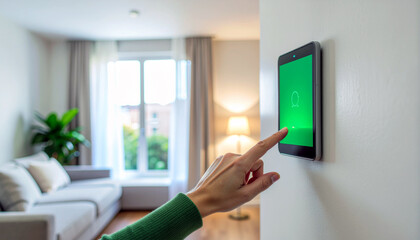 Effortlessly control your modern home's environment with a sleek smart device touch interface, simplifying daily living and enhancing comfort.