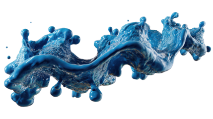 Vivid Blue Splash: An dynamic display of liquid, captured in mid-air, a vibrant cascade of azure hues that evokes creativity and fluidity, symbolizing art and design.
