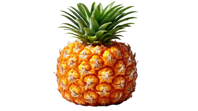 Tropical Pineapple: A close-up shot of a ripe pineapple, with its textured rind and leafy crown, radiates freshness and tropical allure, ready to be enjoyed as a vibrant snack.