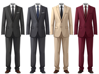  Realistic Full Body Men's Formal Business Suits in Different Colors Vector Set