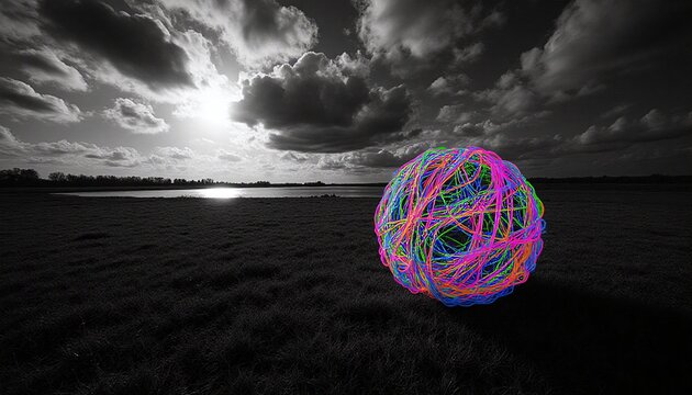 Colorful Ball in Monochrome Field