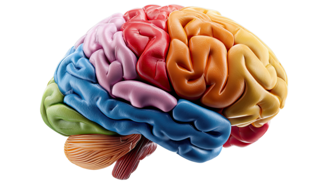 Brain Anatomy: A vivid illustration of the human brain, showcasing its intricate structure, vibrant colors highlighting different regions, and symbolizing the marvel of human intellect.