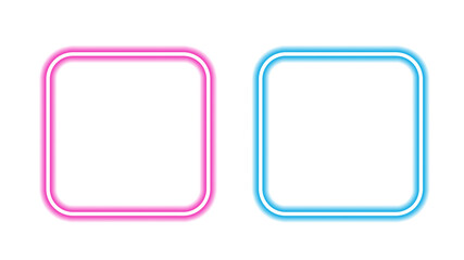 Pink and Blue Neon Glowing Square Frames,  Modern Light Border Design 