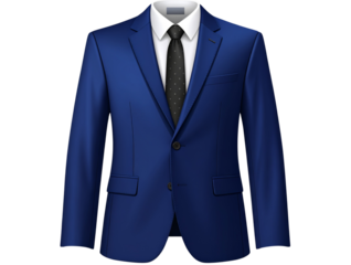 Realistic Vector Men's Blue Business Suit Jacket with White Shirt and Black Tie (2)