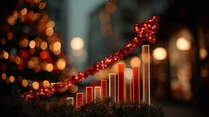 Radiant christmas lights: perfect backdrop for seasonal messages. Profit growth. Elegant christmas bokeh display with space for personalized text. Capital growth. Stock performance.