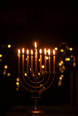 Hanukkah Menorah With Burning Candles