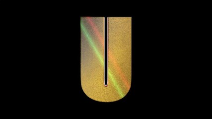 Metallic 3D letter U spinning in a seamless loop perfect for backgrounds, intros, and typography clips. - Powered by Adobe