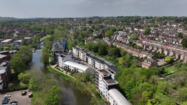 An Aerial view of Maidstone England a small British town in the United Kingdom