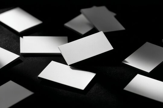 A Collection of Blank Business Cards Arranged on a Dark Surface, Highlighting Minimalist Design and Versatile Usage Opportunities