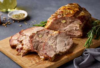 freshly baked pork neck roast