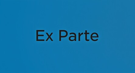 Bold black 'Ex Parte' text on vibrant blue background creates modern legal or business statement