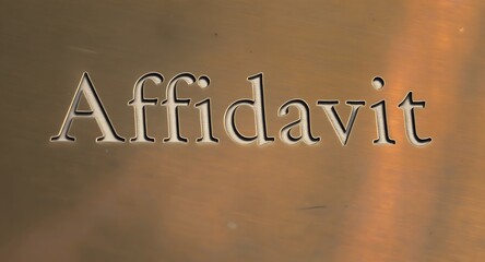 Elegant engraved 'Affidavit' text on brushed metal surface conveys legal and business authority