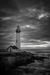 Naklejka premium black and white photography of a lighthouse