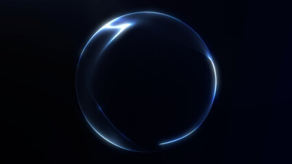 Abstract navy blue glowing sphere with smooth plasma texture and elegant light reflection on dark background. Futuristic minimal energy design with soft shine.