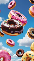 donut with sprinkles on blue background