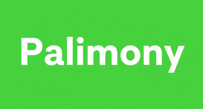 Bold white "Palimony" text pops against vibrant green background for modern branding