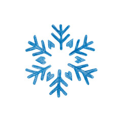 A snowflake painted with watercolors. A winter Christmas decor element.