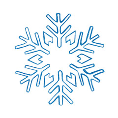 A snowflake painted with watercolors. A winter Christmas decor element.