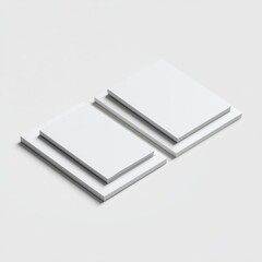 A Minimalistic Arrangement of Blank Notebooks and Paper Stacks Displaying Various Sizes in a Clean, Modern Composition