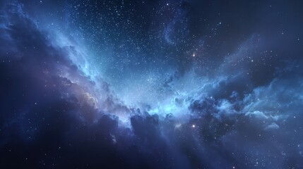 Fototapeta premium Vibrant nebula and starry sky in deep space, a beautiful cosmic landscape