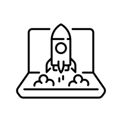Startup vector icon. editable line icon in outline style for launch, growth, innovation