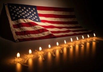 Veterans Day Tribute with Flag and Candlelight
