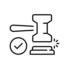 Gavel vector icon. editable linear justice symbol, simple outline illustration