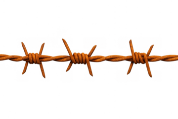 Rusty barbed wire illustrating barrier, security, danger, freedom loss, prison, confinement, and border concept