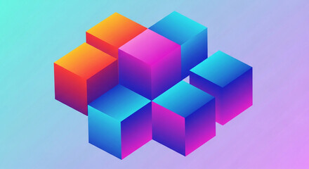 Abstract background of colorful isometric cubes arranged in a dynamic 3D formation, perfect for digital art and modern design concepts