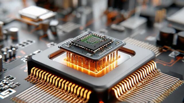 Central Processor Unit: This image showcases a detailed view of a computer's central processing unit, also known as the CPU, with its intricate architecture.